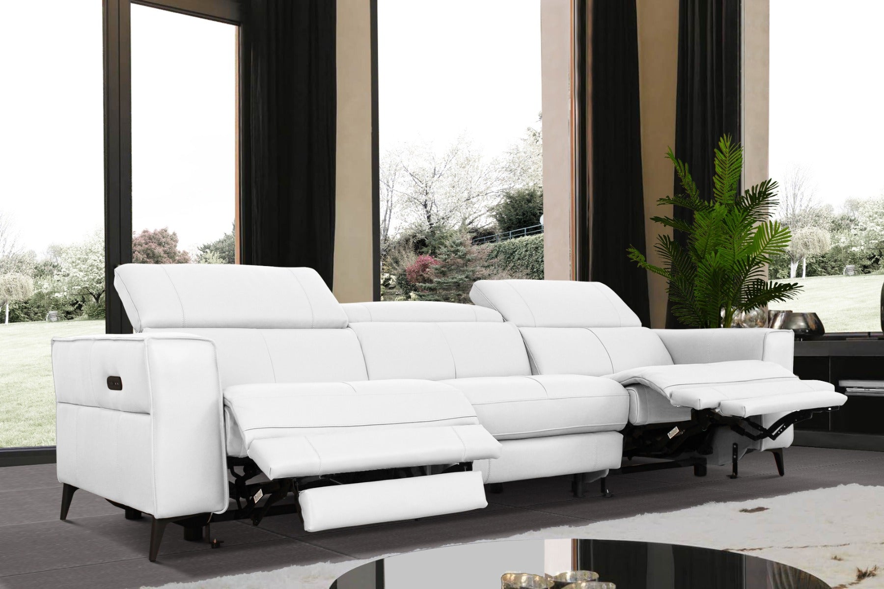 Divani Casa Nella Modern White Leather Sofa With Electric Recliners Model VGKN-E9193-WHT