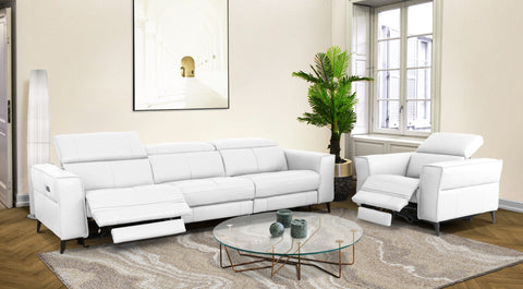 Divani Casa Nella Modern White Leather Sofa With Electric Recliners Model VGKN-E9193-WHT