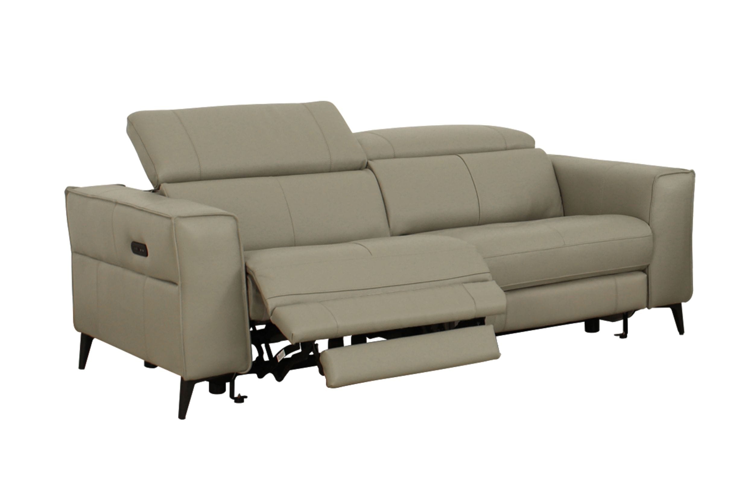 Divani Casa Nella Modern Light Grey Leather Loveseat With Electric Recliners Model VGKNE9193-LTGRY-3S