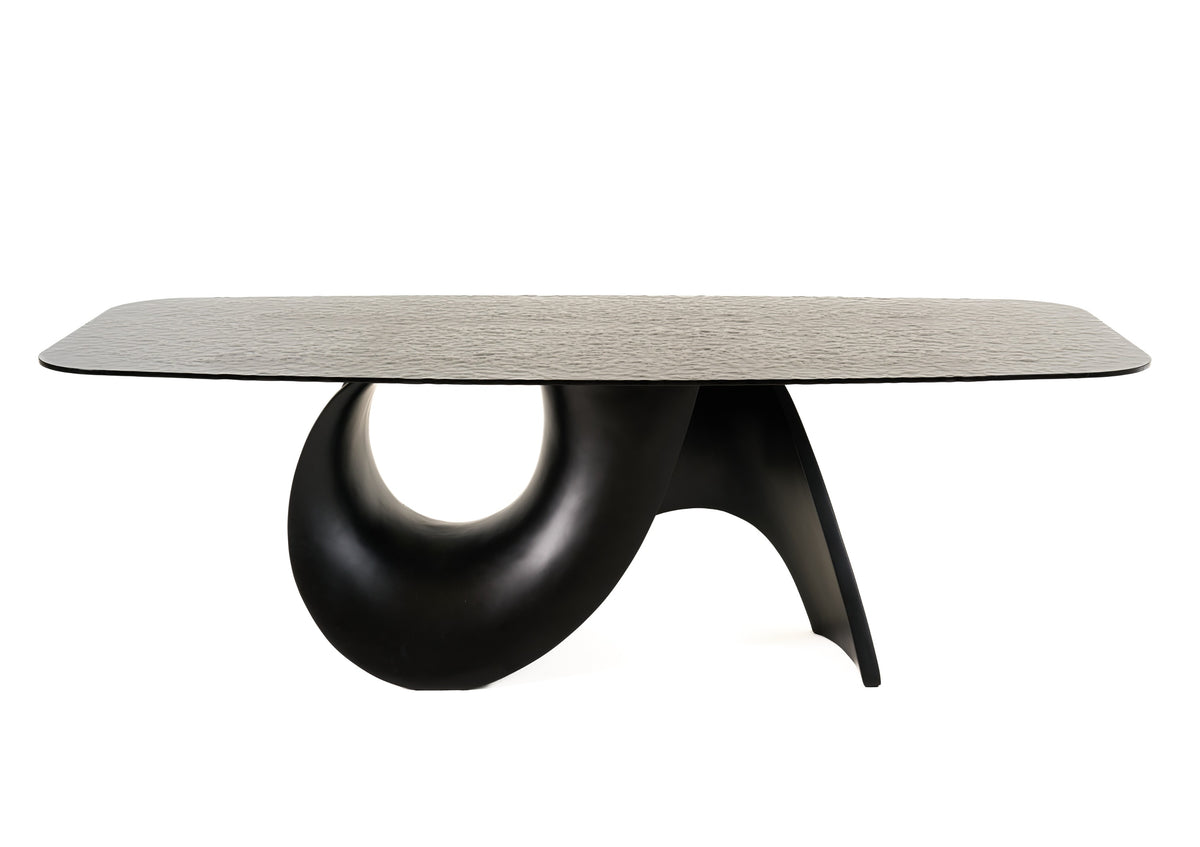 Modrest Neptune Modern Grey Wave Glass & Black Dining Table Model VGVC-T2378