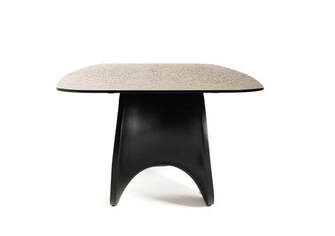 Modrest Neptune Modern Grey Wave Glass & Black Dining Table Model VGVC-T2378