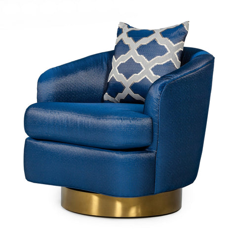 Modrest Niagra Glam Blue And Gold Fabric Accent Chair Model VGODZW-981