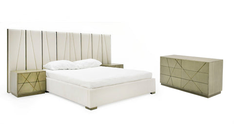 Modrest Nixa Modern Beige Velvet & Brushed Bronze Bed Model VGVC-BD1909-BED-BGE