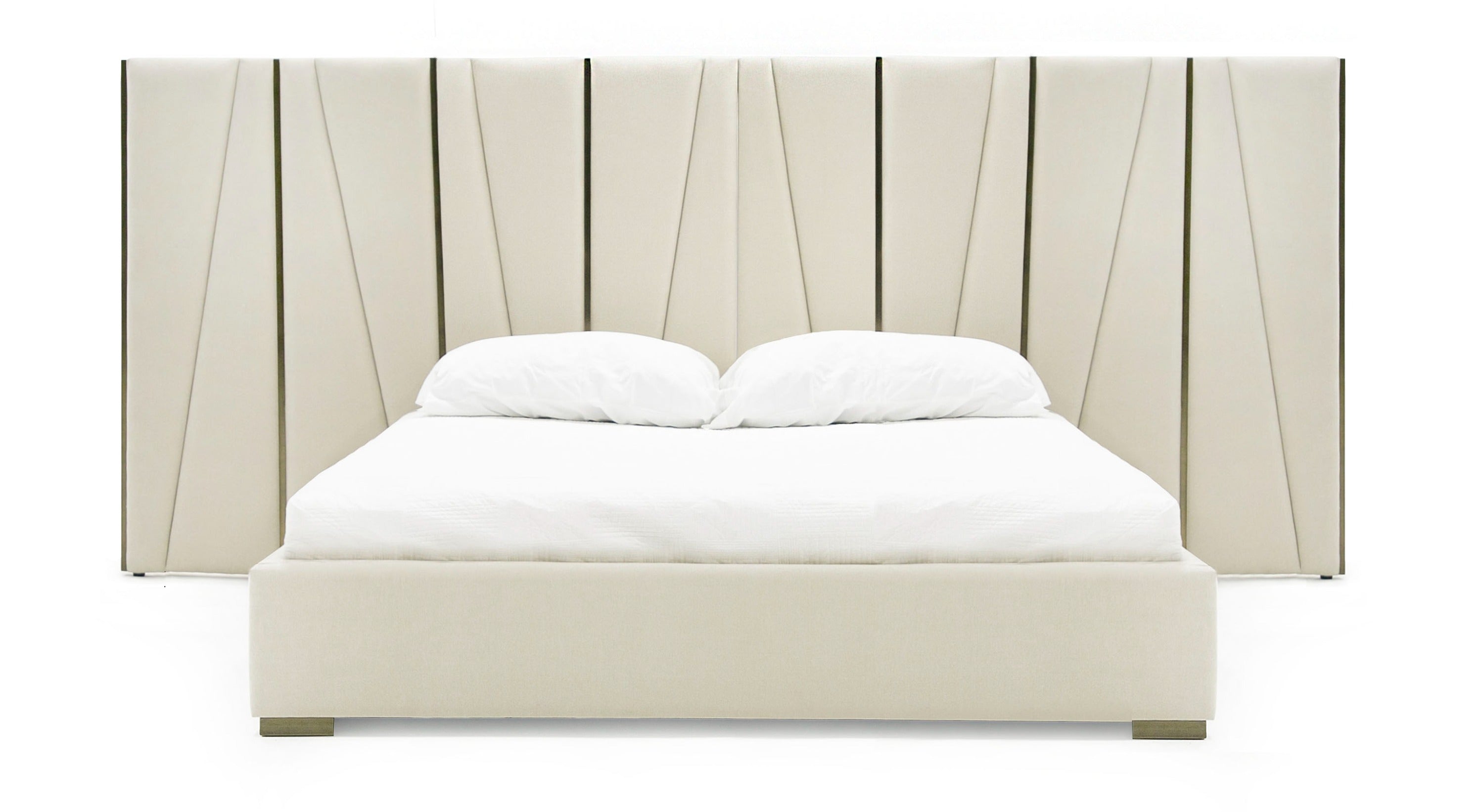 Modrest Nixa Modern Beige Velvet & Brushed Bronze Bed Model VGVC-BD1909-BED-BGE