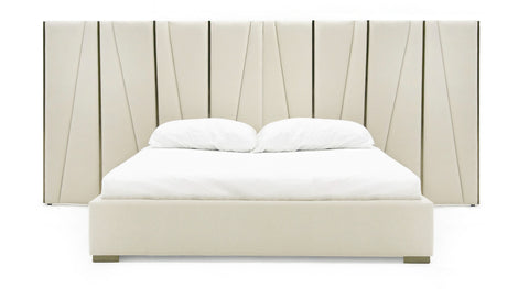 Modrest Nixa Modern Beige Velvet & Brushed Bronze Bed Model VGVC-BD1909-BED-BGE
