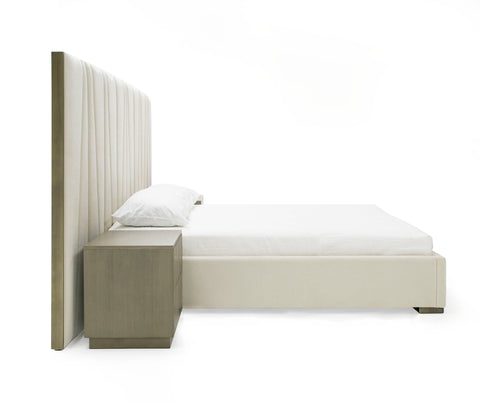 Modrest Nixa Modern Beige Velvet & Brushed Bronze Bed Model VGVC-BD1909-BED-BGE