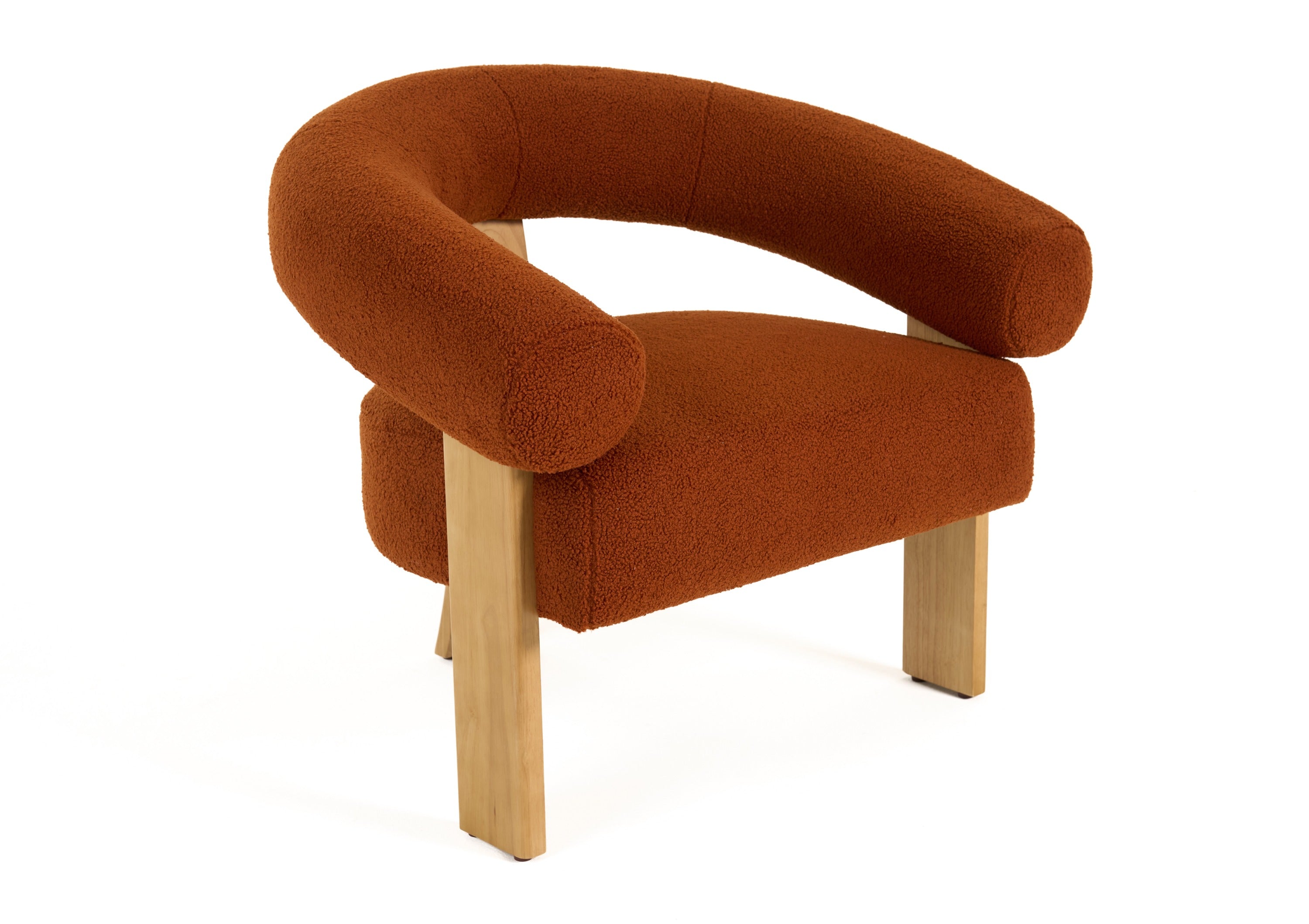 Modrest Nocona Modern Rust Fabric & Wood Accent Chair Model VGHM-ST298-RUST