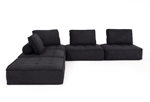 Divani Casa Nolden Modern Black Fabric Modular Sectional Sofa Model VGKNK8542-BLK