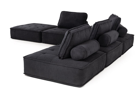 Divani Casa Nolden Modern Black Fabric Modular Sectional Sofa Model VGKNK8542-BLK
