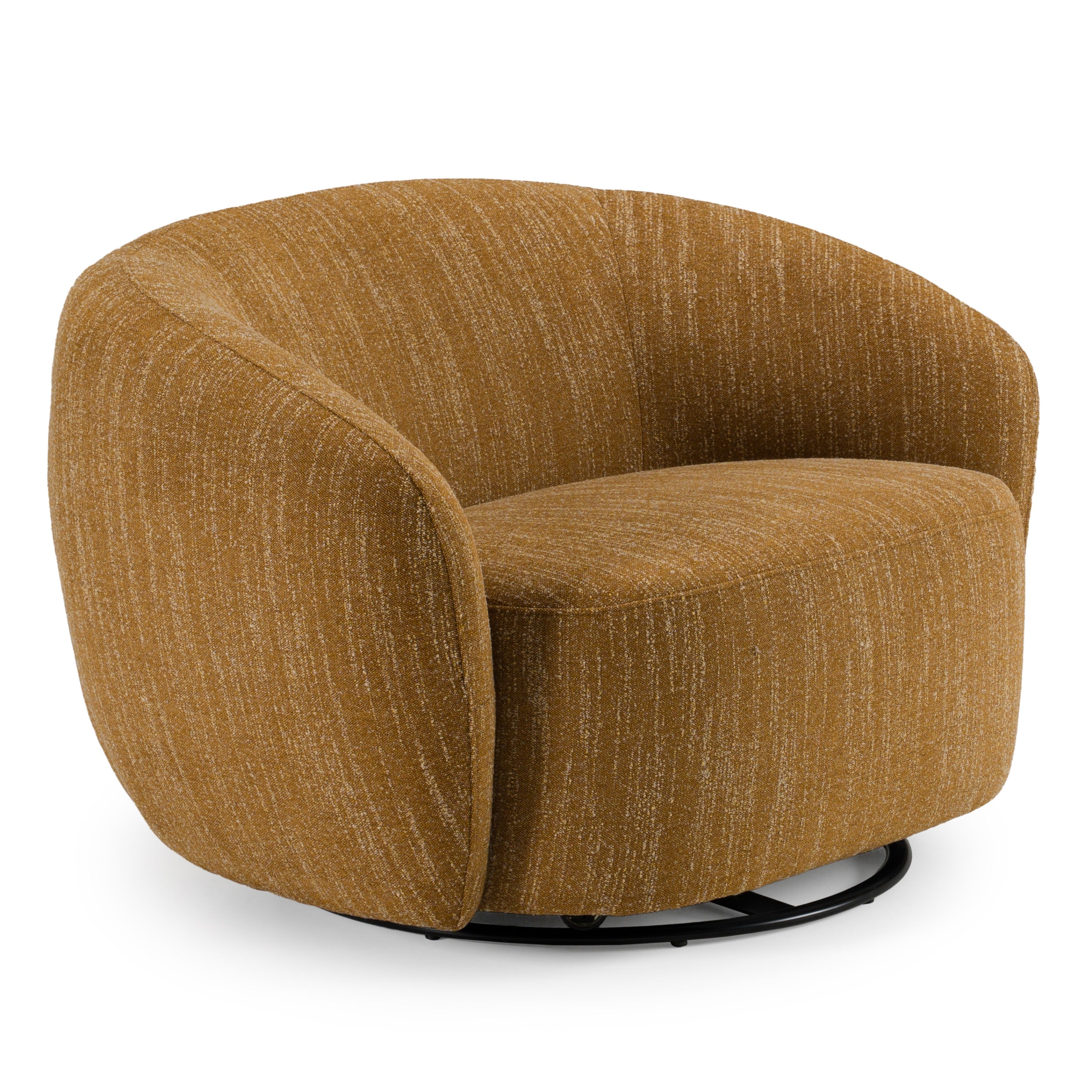 Divani Casa Norris Modern Mustard Fabric Swivel Accent Chair Model VGKK-KF.2823-CHR-MUS