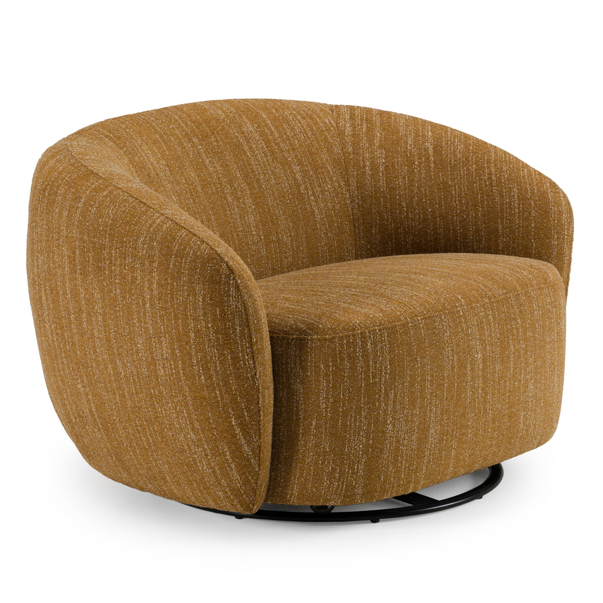 Divani Casa Norris Modern Mustard Fabric Swivel Accent Chair Model VGKK-KF.2823-CHR-MUS