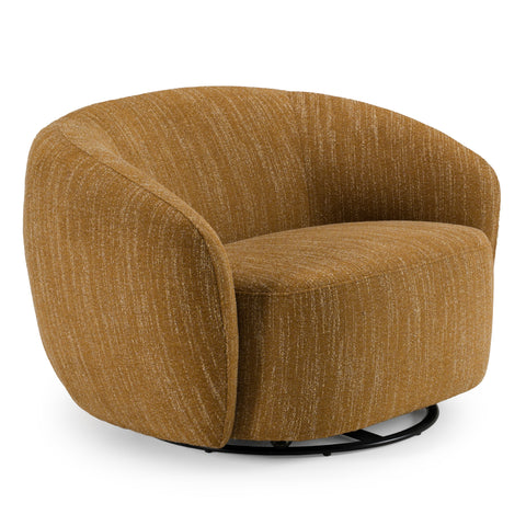 Divani Casa Norris Modern Mustard Fabric Swivel Accent Chair Model VGKK-KF.2823-CHR-MUS