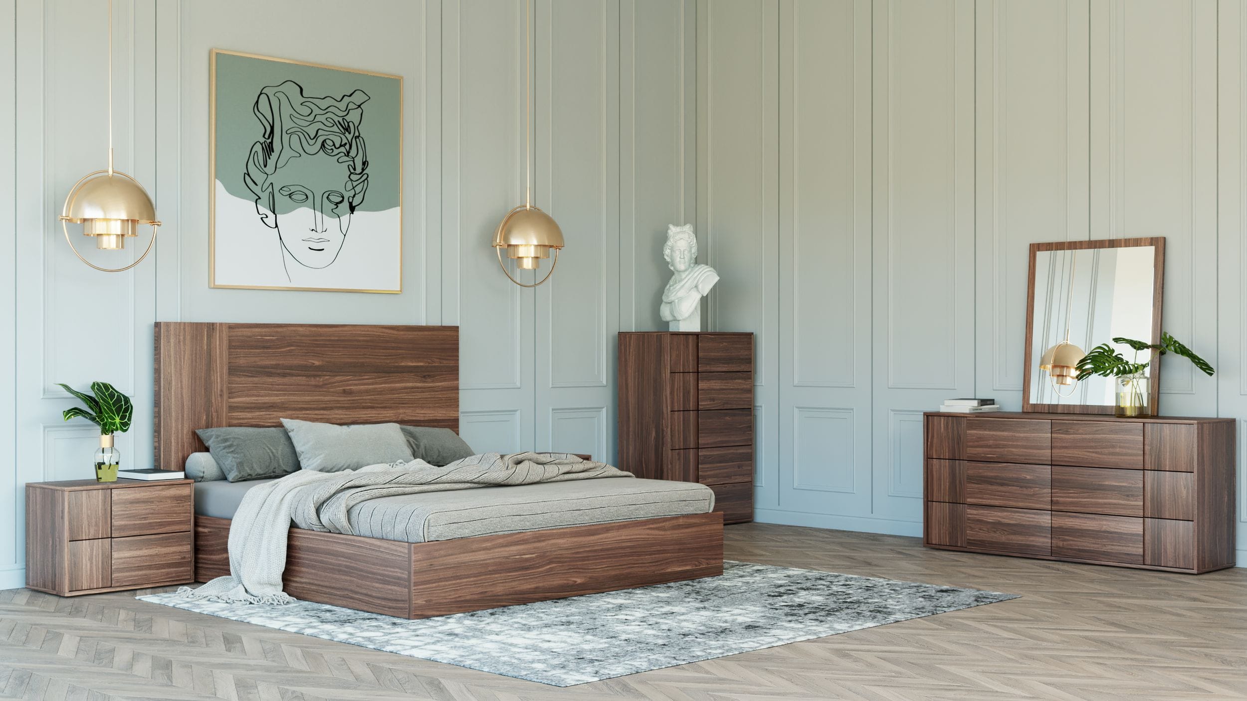 Nova Domus Asus Queen Italian Modern Walnut Bedroom Set Model VGACASUS-SET-Q