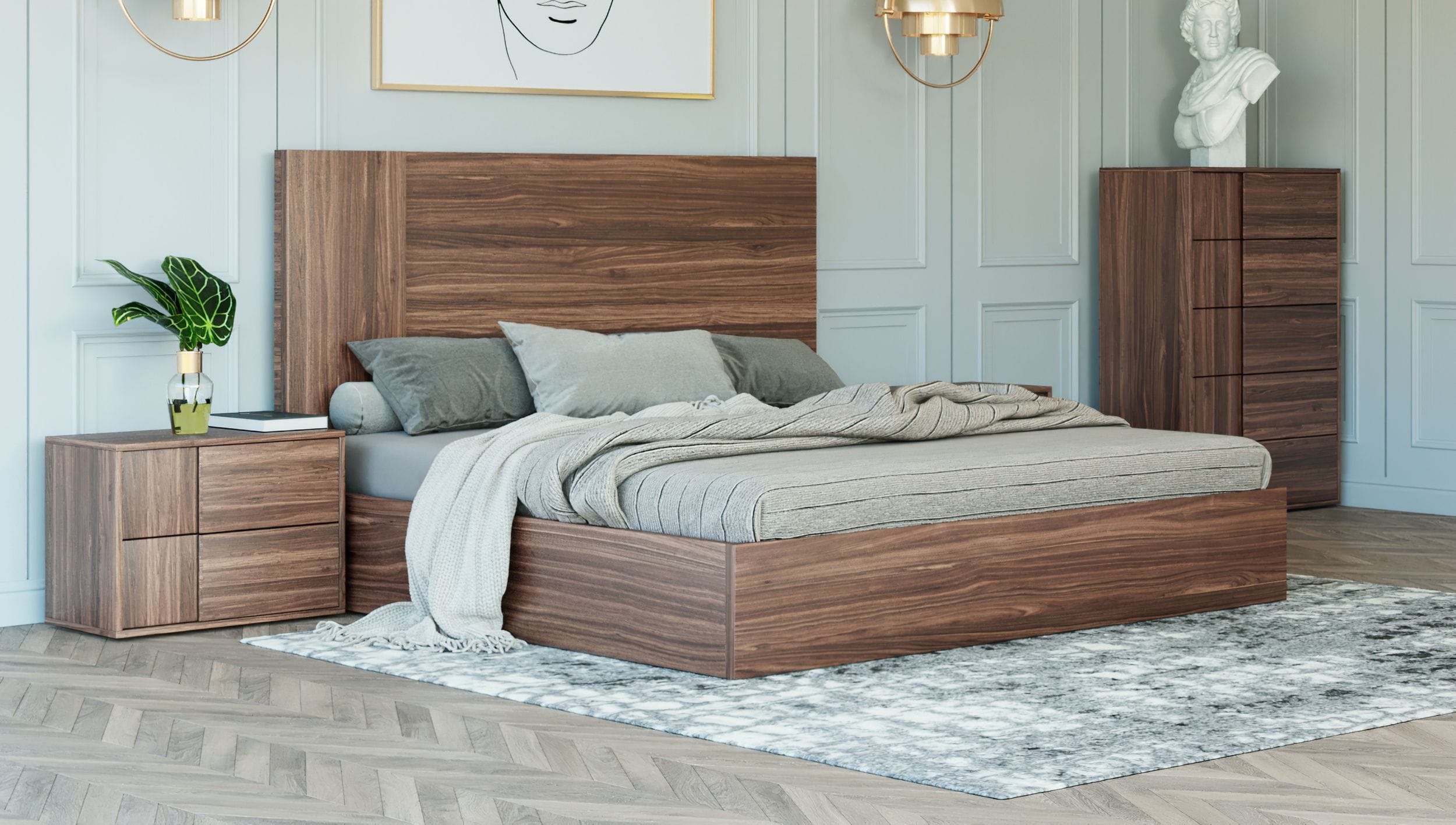 Nova Domus Asus Queen Italian Modern Walnut Bed Model VGACASUS-BED-Q