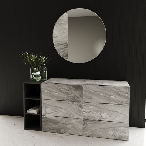 Nova Domus Maranello Modern Grey Faux Marble Mirror Model VGMAMQT-S25-BR-121-GRY-MIR