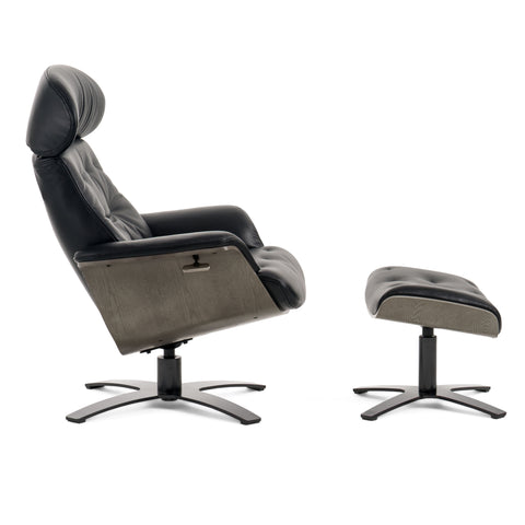 Modrest Nowak Modern Black Lounge Chair & Ottoman Set Model VGKK-A938-BLK-SET