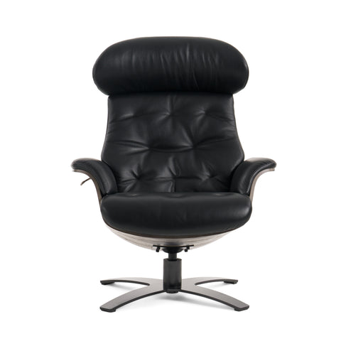Modrest Nowak Modern Black Lounge Chair & Ottoman Set Model VGKK-A938-BLK-SET
