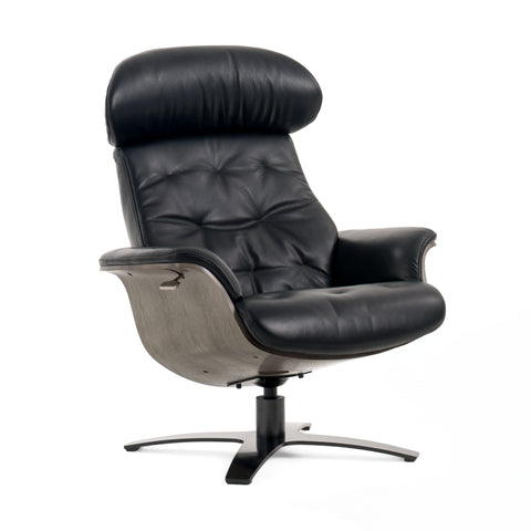 Modrest Nowak Modern Black Lounge Chair & Ottoman Set Model VGKK-A938-BLK-SET