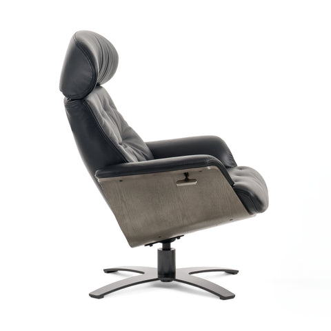 Modrest Nowak Modern Black Lounge Chair & Ottoman Set Model VGKK-A938-BLK-SET