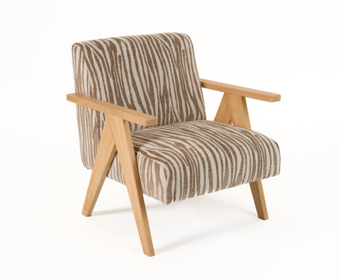 Modrest Oakhurst Modern Beige Pattern & Wood Accent Chair Model VGHM-ST293-BGE