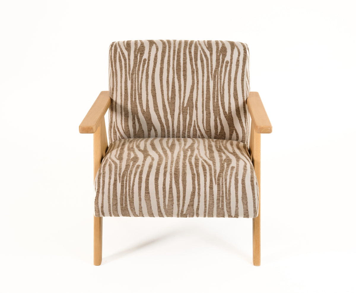 Modrest Oakhurst Modern Beige Pattern & Wood Accent Chair Model VGHM-ST293-BGE