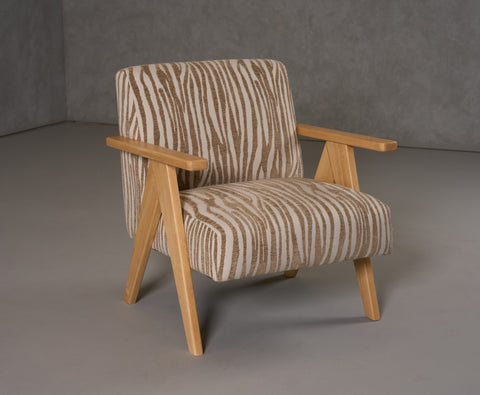 Modrest Oakhurst Modern Beige Pattern & Wood Accent Chair Model VGHM-ST293-BGE