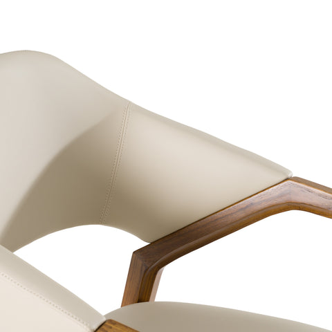 Modrest Ocasio Mid Century Modern Cream Vegan Leather & Walnut Dining Chair Model VGCS-ACH-17090-CRM