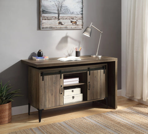 Zakwani Rustic Oak & Black Finish Writing Desk Model OF00006 By ACME Furniture