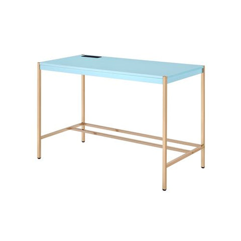 ACME Midriaks Baby Blue & Gold Finish Midriaks Writing Desk Model OF00023