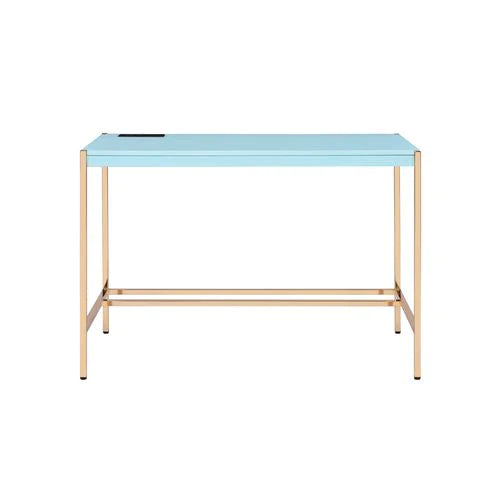 Midriaks Baby Blue & Gold Finish Writing Desk Model OF00023 By ACME Furniture