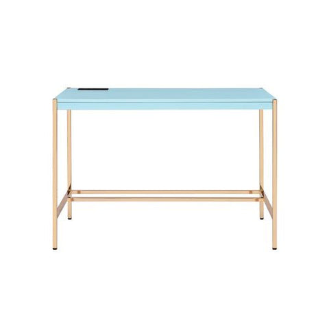 ACME Midriaks Baby Blue & Gold Finish Midriaks Writing Desk Model OF00023