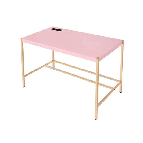 Midriaks Pink & Gold Finish Writing Desk Model OF00024 By ACME Furniture