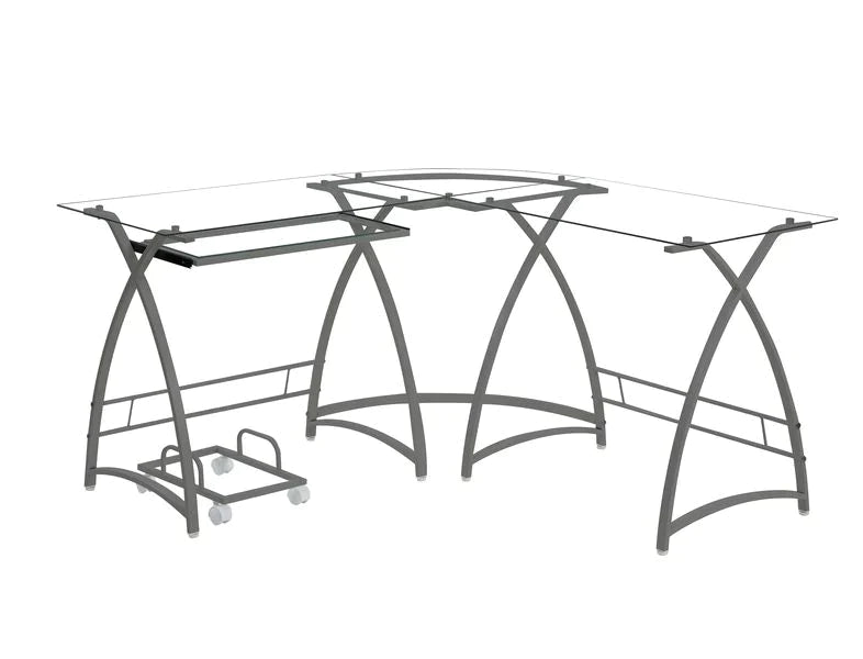 Dazenus Clear Glass & Silver Finish Desk Model OF00041 By ACME Furniture