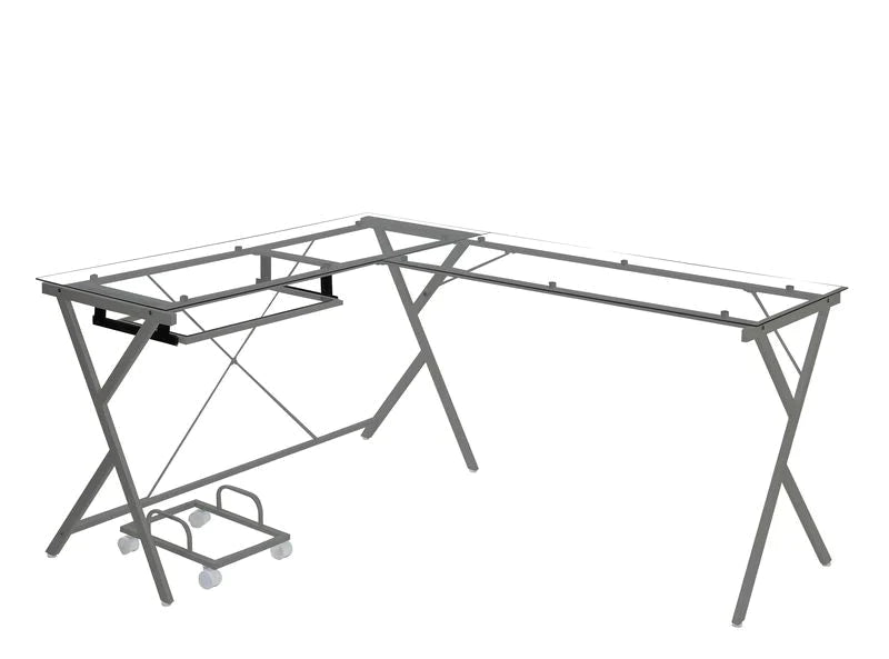 Dazenus Clear Glass & Silver Finish Desk Model OF00047 By ACME Furniture