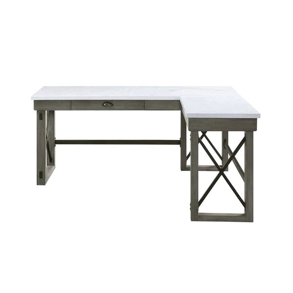Talmar Marble Top & Weathered Gray Finish Writing Desk Model OF00056 By ACME Furniture