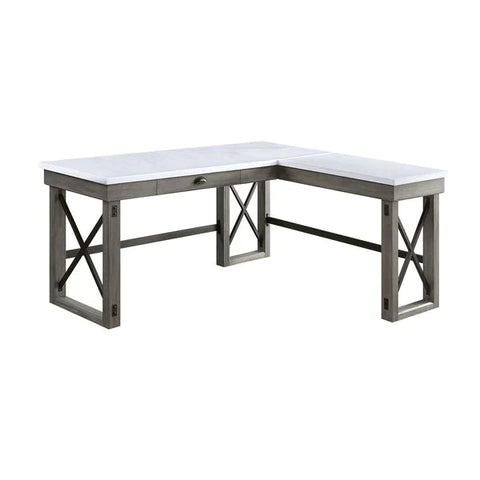 Talmar Marble Top & Weathered Gray Finish Writing Desk Model OF00056 By ACME Furniture