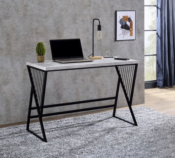 Collick Weathered Gray & Black Finish Writing Desk Model OF00110 By ACME Furniture