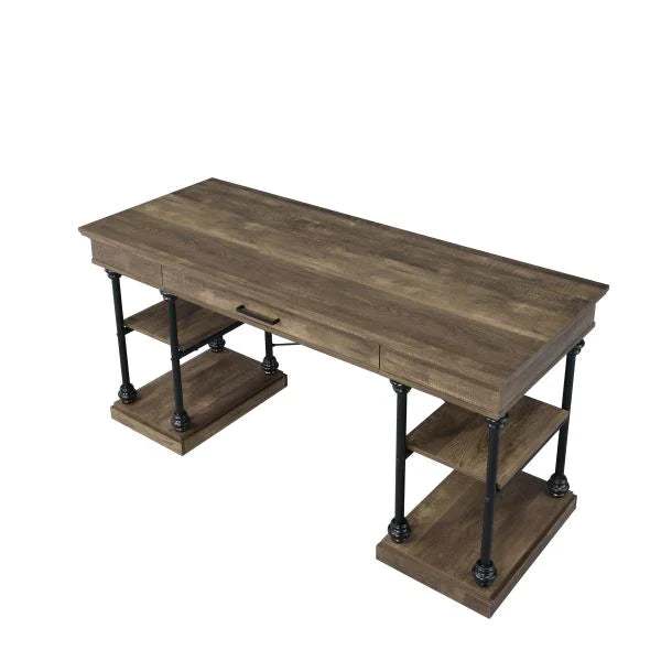 Synal Rustic Oak & Black Finish Writing Desk Model OF00135 By ACME Furniture