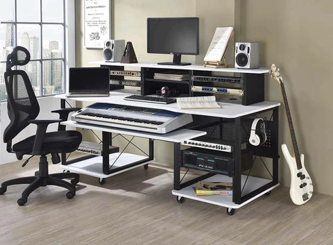 Megara White & Black Finish Music Desk Model OF00995 By ACME Furniture