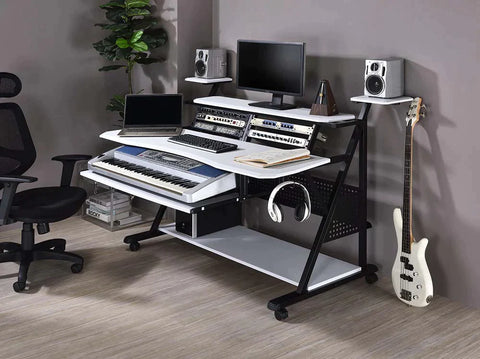 Willow White & Black Finish Music Desk Model OF00996 By ACME Furniture