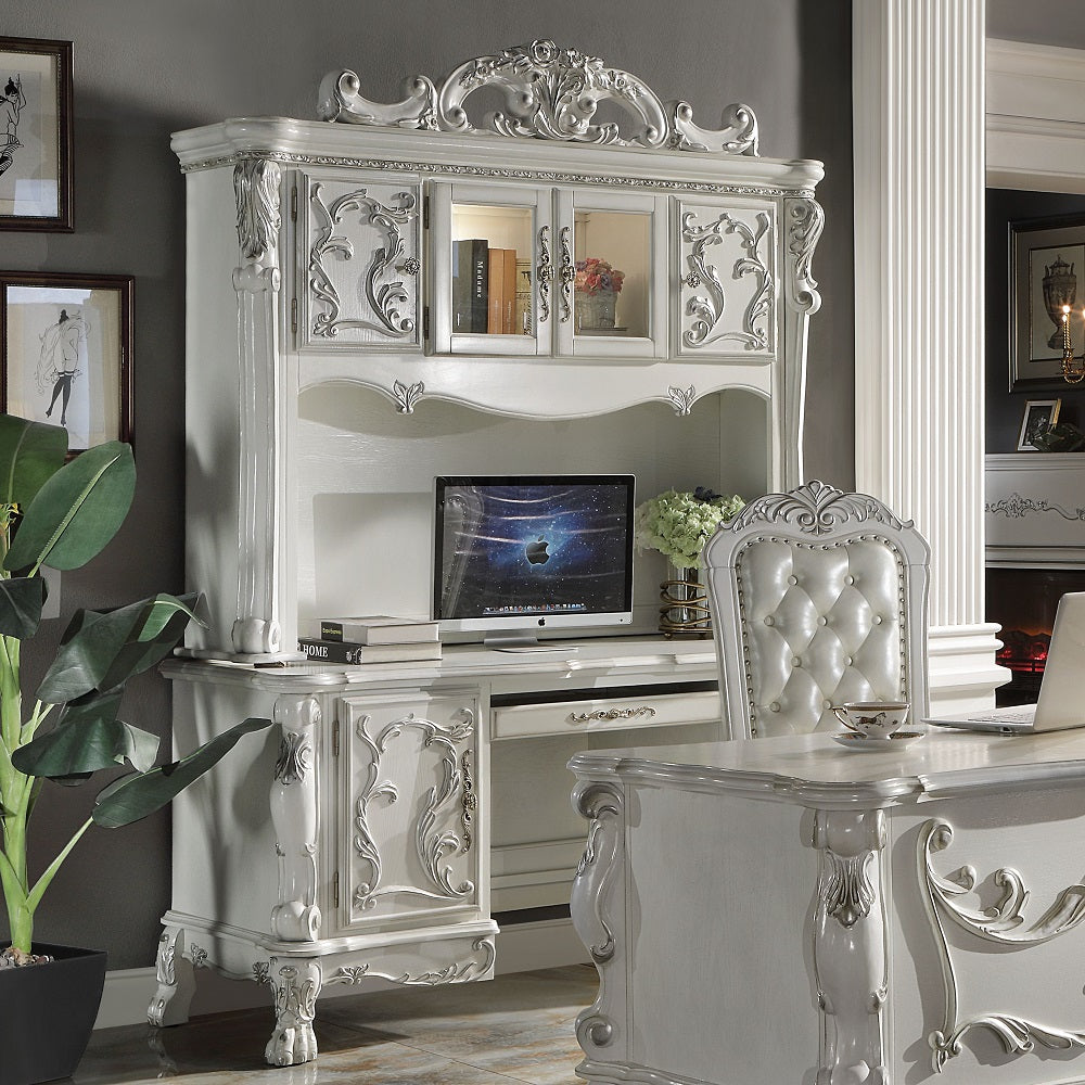 ACME Dresden Bone White Finish Dresden  Computer Desk & Hutch Model OF01717