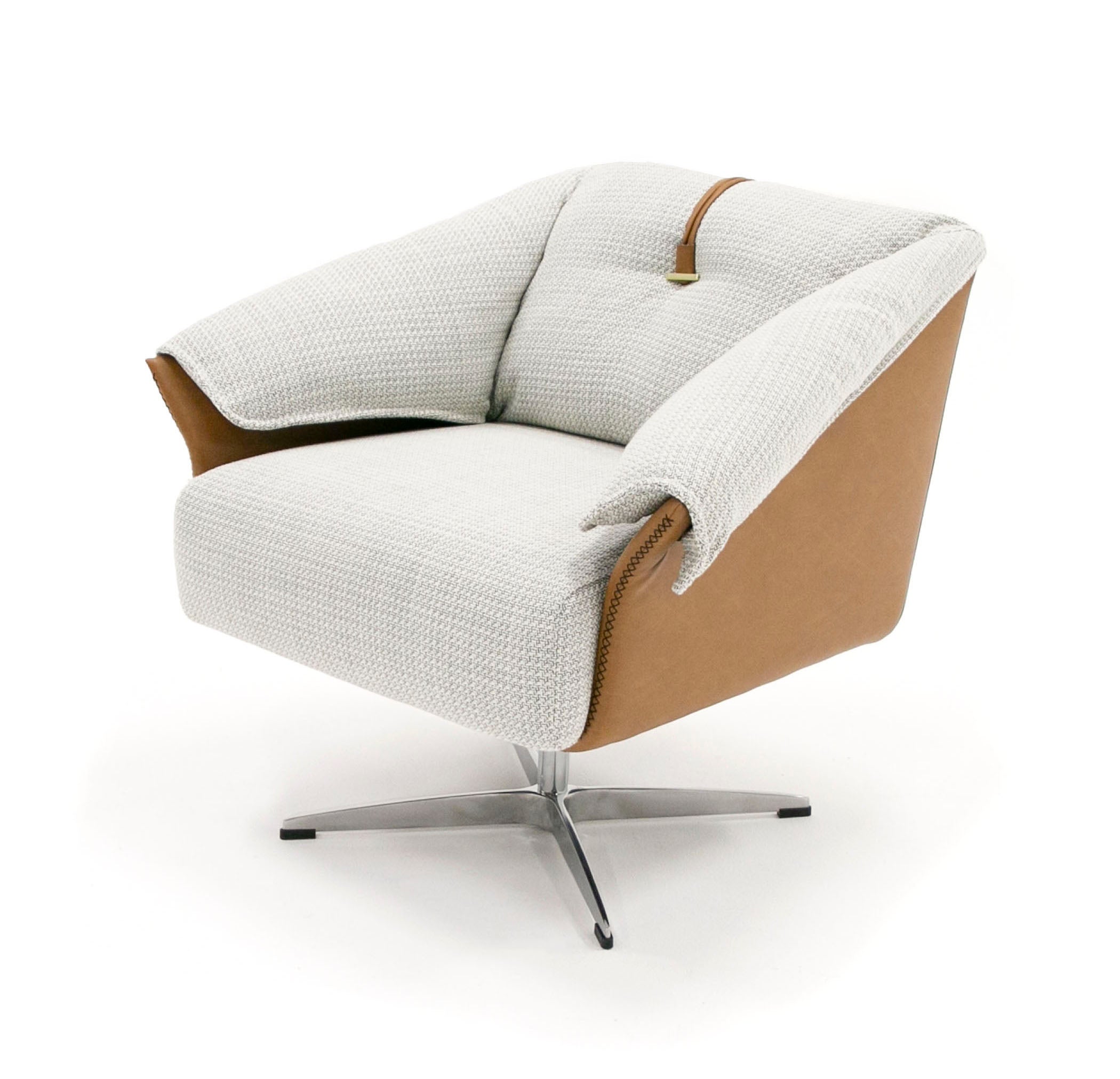 Modrest Ohio Swivel Grey And Camel Fabric Accent Chair Model VGOD-ZW-21094-CML-CH