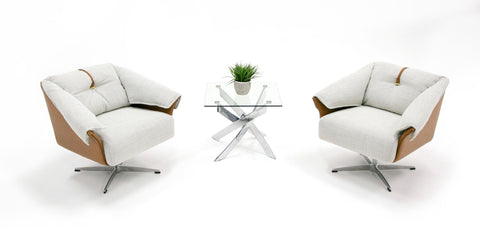 Modrest Ohio Swivel Grey And Camel Fabric Accent Chair Model VGOD-ZW-21094-CML-CH