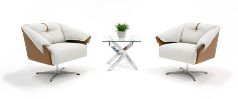 Modrest Ohio Swivel Grey And Camel Fabric Accent Chair Model VGOD-ZW-21094-CML-CH