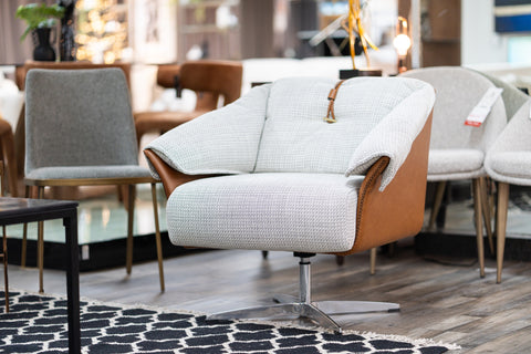 Modrest Ohio Swivel Grey And Camel Fabric Accent Chair Model VGOD-ZW-21094-CML-CH