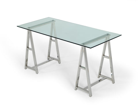 Modrest Ostro Modern Stainless Steel & Glass Desk Model VGGMCP-705D-GL-SS-DESK