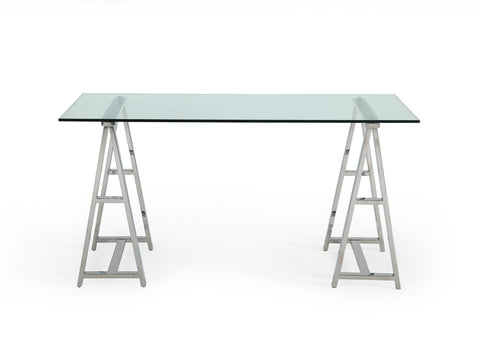 Modrest Ostro Modern Stainless Steel & Glass Desk Model VGGMCP-705D-GL-SS-DESK
