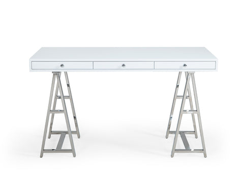 Modrest Ostrow White & Stainless Steel Desk Model VGGMCP-705E-WHT-DSK