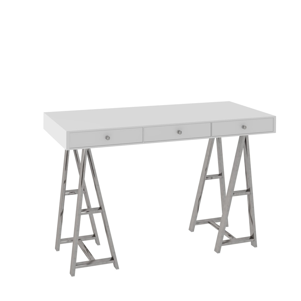 Modrest Ostrow White & Stainless Steel Desk Model VGGMCP-705E-WHT-DSK