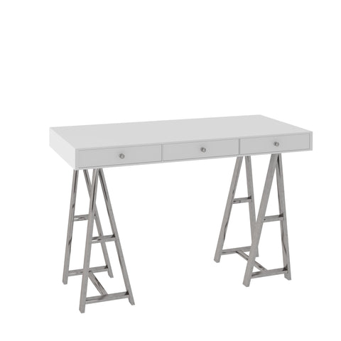 Modrest Ostrow White & Stainless Steel Desk Model VGGMCP-705E-WHT-DSK